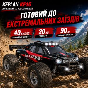 Машинка на радиоуправлении KFPLAN KF15 1:16 Black — RC внедорожник 4WD с усиленной металлической трансмиссией, независимой подвеской, LED-подсветкой, до 90 м, до 40 км/ч, до 20 минут. Photo 2